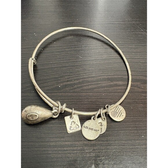 Beautiful Alex & Ani Sterling Silver Charm Bracelet 7 3/4” With Blue Gem - Picture 7 of 7